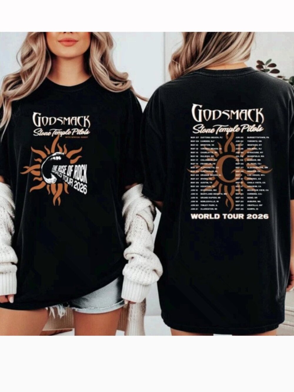 Godsmack Stone Temple Pilots 2026 Tour Graphic Concert T-shirt